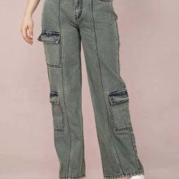 Crimsoune Club Dusty Green Cotton Mid Rise Jeans-image-3