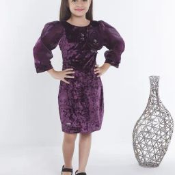 Ministitch Girls Wine Regular Fit Applique Party Dress-37