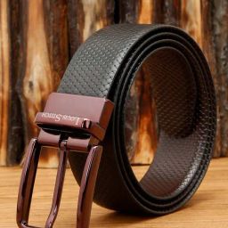 Louis Stitch Black Textured Leather Reversible Belt for Men-picture-19