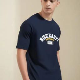 Vimal Jonney Navy Blue Loose fit Oversized Printed T-Shirt-picture-34