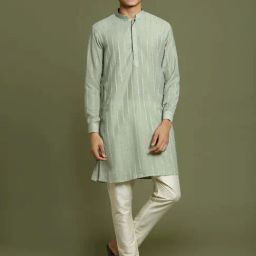 VASTRAMAY Boys Green & Cream Embellished Full Sleeves Kurta Sets-image-23