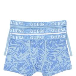 Guess Fluid Cloud Blue Printed Regular Fit Trunks - Pack of 3-28