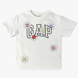 GAP Girls White Cotton Graphic Top-image-82