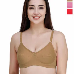 College Girl Pack Of 3 Seamed Non Padded 100% Cotton Everyday Bra-image-72