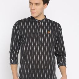 Freehand by The Indian Garage Co Men Black Printed Straight Kurta-image-62
