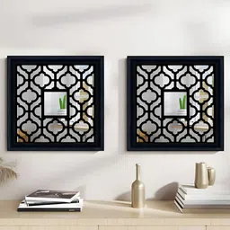 Art Street 2 Pcs Black Square Shape Decorative Wall Mirror-30