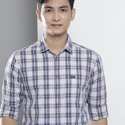 The Indian Garage Co Men White Regular Fit Tartan Checks Opaque Checked Casual Shirt-image-1
