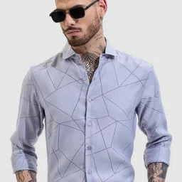 Snitch Men Smart Slim Fit Spread Collar Geometric Printed Casual Shirt-image-17