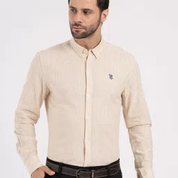 Red Tape Men Slim Fit Vertical Striped Button-Down Collar Pure Cotton Formal Shirt-picture-3