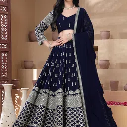 TIKODI Embellished Sequinned Semi-Stitched Lehenga & Unstitched Blouse With Dupatta-picture-30