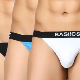 BASIICS by La Intimo White & Blue Comfort Fit Briefs (Pack of 3)-image-22