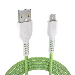 Hadron 2.4A 480 MBPS White & Green Micro USB Cable - 1Mtr-30
