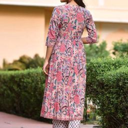 7Threads Women Printed Angrakha Kurta with Trousers & With Dupatta image 3