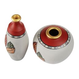 VarEesha Set of 2 Multicoloured Handcrafted Terracotta Vases image 4