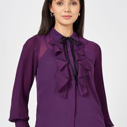Annabelle by Pantaloons Women Solid Shirt Collar Top-image-68