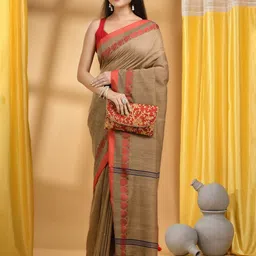 Desh Bidesh Pure Cotton Woven Design Handloom Taant Saree-image-82