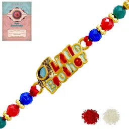 MEIRA JEWELLERY Designer Beaded Rakhi With Greeting Card & Roli Chawal-67