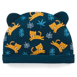 Babyhug 100% Cotton Cap with 3D Ears Tiger Print - Green-image-97