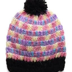 MayRa Knits Striped Pattern Hand Knitted Bobble Cap - Purple-picture-39
