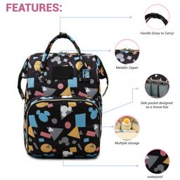 Babymoon Multifunction Backpack Style Maternity Mickey Print Diaper Bag - Black-image-49