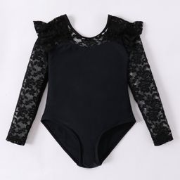 Pine Kids Full Sleeves V Cut Swimsuit With Frill Detailing - Black-image-101