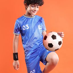 Pine Active Half Sleeves All Over Printed T-Shirt and Shorts Set - Blue-picture-31