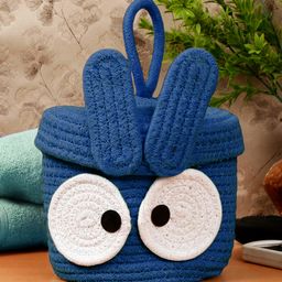 FABINALIV Blue Cartoon Design Cotton Multi Purpose Organiser with Lid-18