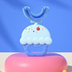 Soft Silicone Cupcake Shaped BPA-Free Baby Teether -Blue-image-64