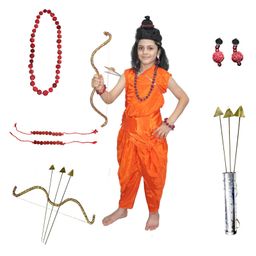 Kaku Fancy Dresses Dussehra Theme Vanvasi Ram Costume Set For Ramleela - Orange-image-32