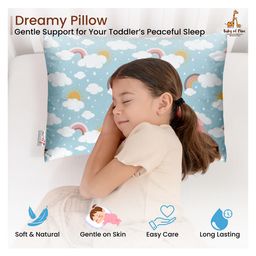 Baby of Mine Premium Baby Infant Pillow for Kids Age 1 Year To 5 Years - Imported Super Soft Fabric - Blue Rainbow Cloud Print-8