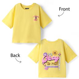 Pine Kids Cotton Knit Half Sleeves Drop Shoulder T-Shirt With Its Ok To Rest Print - Yellow-image-92