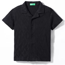 UCB Cotton Knit Half Sleeves Solid Color Shirt - Black-image-43