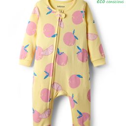 Babyoye 100% Cotton Full Sleeves Sleepsuit With Tropical Theme Print - Yellow-image-64