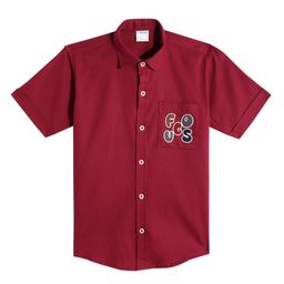 CAVIO Cotton Woven Half Sleeves Focus Text Printed Shirt - Maroon-image-2