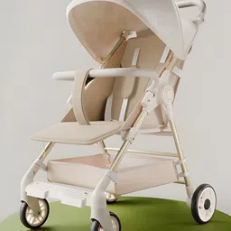 StarAndDaisy Baby Stroller for 0-3 years Newborn & Toddler Travel Pram for Baby with foldable 360° Swivel Lockable Front Wheels, Beige-picture-45