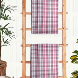 Aura Pink & White 4 Pieces Printed Cotton 210 GSM Bath Towel-15