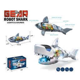 AKN TOYS Battery Operated Transparent Gear Robot Shark Car Vehicle Toy with 3D Colorful Light & Music and Bump & go Action - Color May Vary image 4