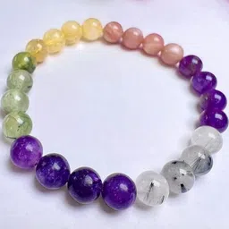 VIBESLE Unisex Crystals Artificial Beaded Elasticated Bracelets-70