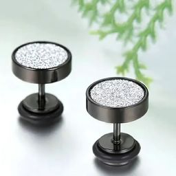 The Roadster Lifestyle Co Men Stainless Steel Circular Shaped Glitter Studs-34