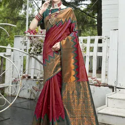 Anouk Woven Design Zari Kanjeevaram Saree-14