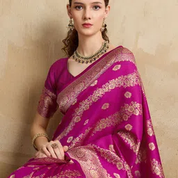 DIVASTRI Woven Design Zari Pure Silk Banarasi Saree-picture-25