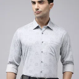 Van Heusen Slim Fit Floral Printed Pure Cotton Formal Shirt-image-26