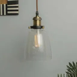 Homesake Clear Bell Shape Glass Hanging Lamp - Set of 1-picture-31