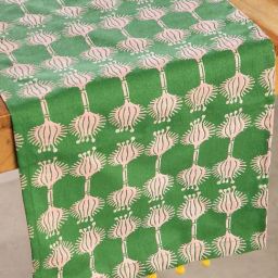 Freedom Tree Aphim Herringbone Cotton Green Table Runner-30