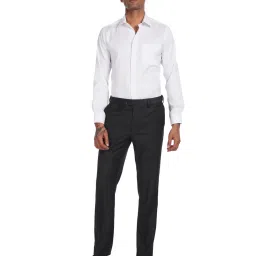 Arrow Charcoal Regular Fit Self Pattern Flat Front Trousers image 5