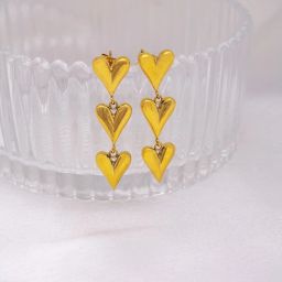 Perfectly Average Triple Heart Drop Earrings image 1