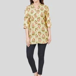 Saree Swarg Lime Green Printed A Line Kurti image 4