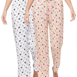 Soie Multicolor Printed Pyjamas - Pack of 2 image 1
