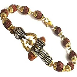 Divine souvenirs Unisex Gold Plated Artificial Beaded Rudhraksh Link Bracelet-image-1