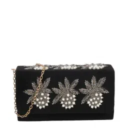 Mochi Black Embellished Medium Clutch-image-21